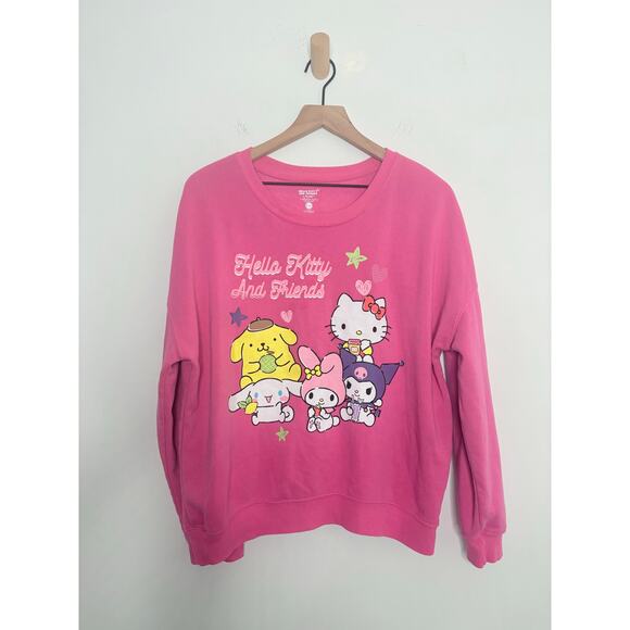 Hello Kitty and Friends Pink Sweatshirt Large Crewneck Graphic Top Kawaii Cute - Picture 1 of 8